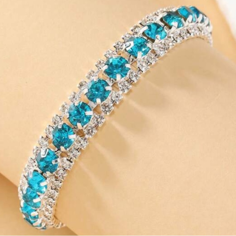 Swarovski Elements Crystal Blue Tennis Bracelet